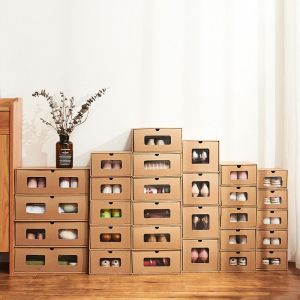 Bo&icirc;te &Agrave; Chaussures, 5 Pi&egrave;ces Bo&icirc;te &Agrave; Chaussures En Carton Empilable, Bo&icirc;te Pliable, Tiroir Visible, Grand Format Pour Ranger Les Chaussures De La Famille. - Neuf