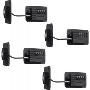 Serrures De S&eacute;curit&eacute; Pour Enfants Avec Combinaison, Limiteur D'ouverture De Fen&ecirc;tre, Fermeture De Tiroirs Pour Enfants, Serrure De Porte Pour Enfants, Sans Per&ccedil;age (Noir, 4 Pi&egrave;ce) - Neuf