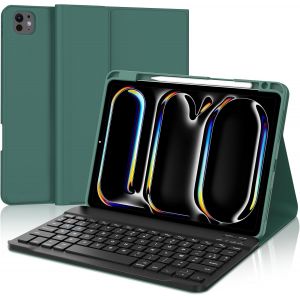 Étui Clavier Pour Ipad Pro 11 Pouces 2024 M4, Clavier Coque Pour Ipad Pro 11 Clavier Bluetooth Azerty Français Amovible Magnétique Tablette Cover Pour Ipad Pro 11"" 2024, Vert Foncé - Neuf