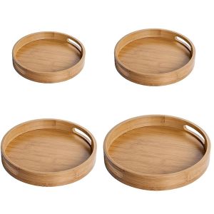 Plateau Rond En Bois De Bambou - Neuf
