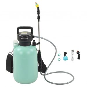 HJLIAN Pulverisateur electrique 5 L, bouteille cylindrique, rechargeable, alimente par batterie, brumisateur pour plantes, plusieurs modes d'arrosage, tuyau telescopique avec batterie 3,7 V, vert - Neuf