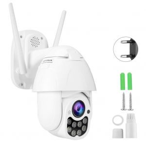 Camera de surveillance PTZ 1080P etanche, 8 LED, vision nocturne infrarouge, 110-240 VEU - Neuf
