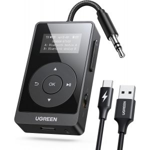 Transmetteur Récepteur Bluetooth 5.3 Adaptateur Bluetooth Jack 2 En 1 Avec Aptx Faible Latence Écran Oled Double Connexion Compatible Avec Tv Pc Casque Avion Voiture Enceinte Gym Haut-Parleur - Neuf