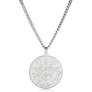 Kal-Tétragrammaton Pentagramme Collier Ancienne Puissance Nom De Dieu Pendentif Étoile À Cinq Branches Salomon Wiccan Protection Amulette Pentacle Étoile Bijoux Cadeau Hommes Femmes - Neuf