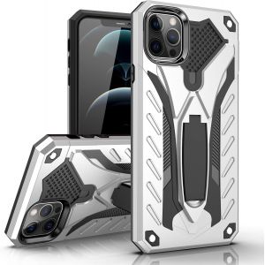 Trahoo-Coque Pour Iphone 12/Iphone 12 Pro Bumper Etui De Protection Antichoc Anti-Rayure Dur Pc Case Couverture En Silicone Souple Impact Et Support Kickstand Pour Apple Iphone 11 (Noir)(6.1) - Neuf