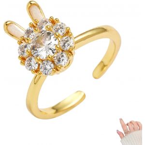 Kahfl-Bague Anti Stress Femme,Anneau Rotatif Bague Ouverte Femme Lapin Réglable Pour Le Soulagement Les Femmes Et Les Filles Anneau Rotatif Bague Anneau Mignon Bijoux Petit Cadeau - Neuf