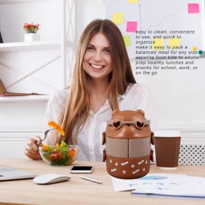 Boîte À, Boîte À Déjeuner En Plastique Étanche À 2 Couches, Boîte À Déjeuner Portable, Conteneurs De Stockage Des Aliments Réutilisables, Boîte À Collations - Neuf