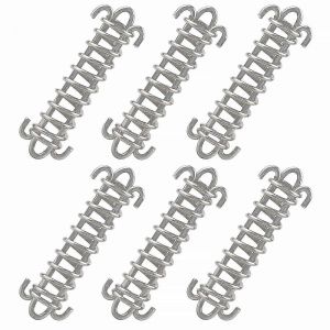 6pcs Corde De Tente Robuste,Boucle De Corde &Agrave; Ressort En Acier Inoxydable,Pour B&acirc;che,Tente,Treillis M&eacute;tallique - Neuf