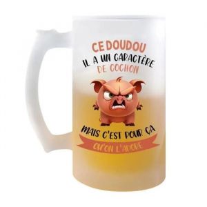 Chope Ce Doudou Caract&egrave;re de Cochon | Verre &agrave; bi&egrave;re Pinte Couple Saint Valentin Cadeau Famille Anniversaire No&euml;l - Neuf