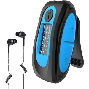 acdsgd-Mp3 Etanche IPX8 avec Clip Ecran Couleur, 8Go Lecteur avec Radio FM HiFi Lossless Baladeur Mp3 pour Natation (Piscine) et Sport, Casque Waterproof et Bouchons d'oreilles Inclus- S07 Bleu - Neuf