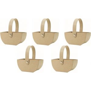 KALANKA-AC464Opack - Un lot de 5 supports en papier brun mâché 10x6,5x11,5 cm, petit panier rectangulaire - Neuf