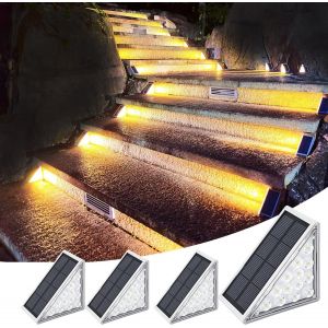 Lampes Solaires D'ext&eacute;rieur, Lampe Solaire Pour Escalier, &Eacute;clairage Solaire Pour Escalier,Super Lumineux Pour Cour, Patio, Pelouse, Marches D'entr&eacute;e (Blanc Chaud, 4 Pcs) - Neuf