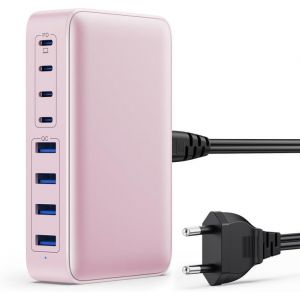 JGD-200W Chargeur USB C, Chargeur Rapide avec GaN III Tech, 8 Ports PD QC PPS Prise Multiple, 65W Adaptateur Chargeur Laptop Compatible avec MacBook Pro/Air Laptop, iPhone, iPad Pro, Galaxy, SteamDec - Neuf