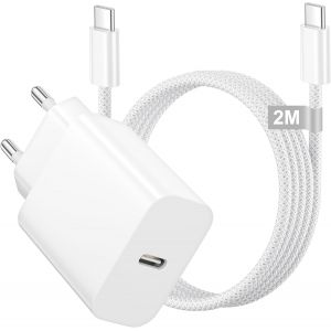 TRAHOO-Chargeur USB C Rapide iPhone 17/16/15, chargeur 20W Prise USB C et Cable Usb C 2M chargeur Rapide iPhone chargeur USBC pour iphone 17/17 Pro Max/Air/16e/16 15 Plus/16 15 Pro Max,Pad,Adaptateur - Neuf