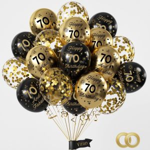 AYUHR-Décoration Anniversaire 11 Ans - Kit 15 Pièces Noir et Or avec Ballons 12 Pouces - Pour Garçon, Fille, Femme, Homme - Neuf
