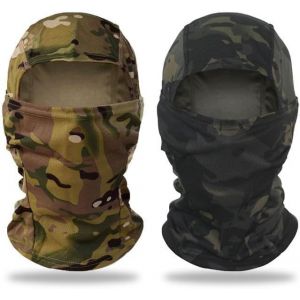 2 Pièces Cagoule Hommes,Cache Cou,Foulard Tubulaire,Protection Uv,Cagoule Moto,Masque De Ski - Neuf