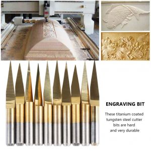 Lot de 10 forets de gravure CNC en acier au tungstene revetu de titane de 3,175 mm (3,175 x 15 ¡ã x 0,1 mm) - Neuf