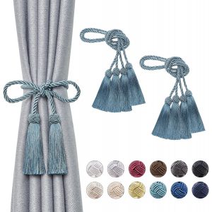Tianyi-Lot De 4 Embrasses De Rideaux À Pompons À Double Extrémité Faites À La Main En Corde Tressée Avec Noeuds De Style Européen Pour Décoration De Fenêtre De Maison Et De Bureau (Bleu Sarcelle) - Neuf