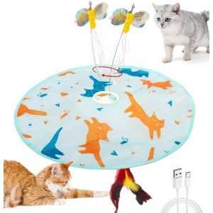 Cmws-2-En-1 Jouet Interactif Pour Chat D'intérieur - Rechargeable, Activé Par Le Mouvement, Chasse Automatique Avec Mouvement De Papillon Et Plume Pour Chaton - Neuf
