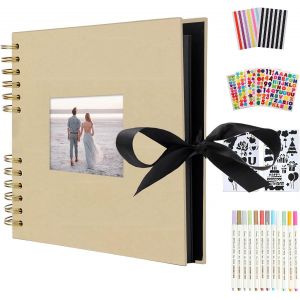 Album Photo Traditionnel Diy Scrapbook 40 Feuilles (80 Pages), Scrapbooking Album Mariage Livre D'or, Idee Cadeau Couple Femme Pour Valentin De No&euml;l Anniversaire (Noir) - Neuf