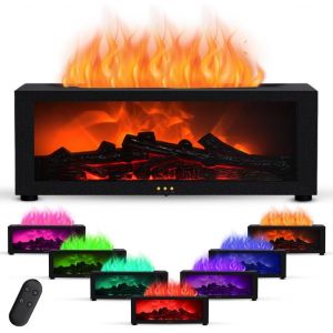 Flame Humidificateur 150ml Diffuseur d'ar&ocirc;mes avec 7 Effets de Flamme, Diffuseur d'huile Essentielle avec minuterie et t&eacute;l&eacute;commande Arr&ecirc;t Automatique sans Eau pour Maison Bureau Chambre & Yoga (Noir) - Neuf