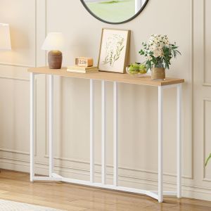 SUBZONAL-Console Meuble, 100CM Table Console Fine, Petite Table de Pr&eacute;sentation, Table d&iquest;Entr&eacute;e, Bout de Canap&eacute;, Table d'Appoint, pour Couloir, Entr&eacute;e, Salon (1, Couleur Bois Brut Blanc) - Neuf