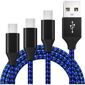 Eryi-Câble Micro Usb [2m/Lot De 3], Câble Micro Paire Mâle Usb 2.0a, Câble De Charge Rapide Android Micro Usb Vitesse De Transfert De Données 480mbps, Compatible Avec Samsung Galaxy S7 S6, Sony, Lg - Neuf
