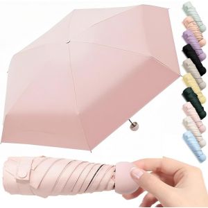 CAP-Parapluie de Voyage Anti-UV Petit Parapluie Mini Parapluie Portable Parapluie de Poche Parapluie Ultra Léger Portable Coupe-Vent Transport Quotidien Convient à Toutes les Personnes - Neuf
