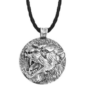 Kal-Collier Tigre Pour Homme, Collier Pendentif T&ecirc;te De Tigre Viking Nordique Avec Cha&icirc;ne De 17,7 Po, Collier D'amulette Totem De Tigre Ancien, Collier De Pi&egrave;ces De Monnaie Du Tigre Rugissant - Neuf