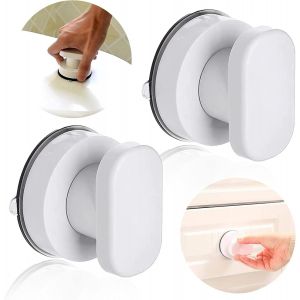 2 Pcs Porte Avec Poign&eacute;e &Agrave; Ventouse Poign&eacute;e De Porte En Verre, Ventouse Forte Pour La Poign&eacute;e De Porte De Salle De Bains, Pour Meubles De Cuisine Tiroir Rxzer123 Noir - Neuf