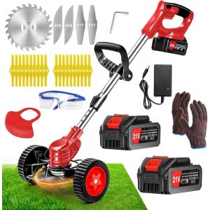 SUBZONAL-Debroussailleuse Electrique sans Fil 21V, Coupe Bordure sans Fil avec Batterie 4.0Ah et 3 Types de Lames, Débroussailleuses Electrique Batterie pour la Coupe de Jardin, Pelouses et Terres Ag - Neuf