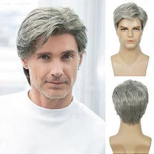 Perruque Courte Pour Homme Gris Argent&eacute;, Synth&eacute;tique R&eacute;sistante &Agrave; La Chaleur, Effet Naturel, Id&eacute;ale Pour Halloween Et Les D&eacute;guisements. - Neuf
