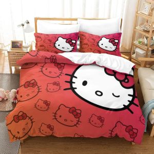 Housse De Couette Hello Kitty Pour Enfant Fille, Parure De Lit Housses De Couettes En Microfibre Avec Motif Pink Parure De Couette Avec &iquest;&iquest;Clair, Ensemb - Neuf