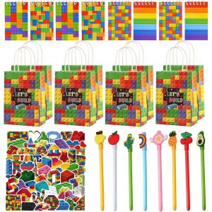 MEVRONISSHOP-Lot de 74 blocs de construction pour anniversaire d'enfant - Blocs de construction d'anniversaire avec stylos gel - Carnet de notes - Sac cadeau autocollant - Cadeau pour anniversaire d - Neuf
