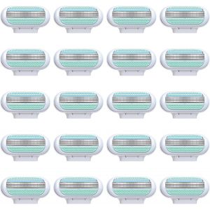 Eryi-20 Pièces Recharge De Lames Pour Femme, Lames Venus, 3 Lames Avec Bande Lubrifiante Compatibles Venus Manches, Rasage Précis Et Doux, Idéales Pour Peaux Sensibles, Peau Lisse Et Protégée - Neuf