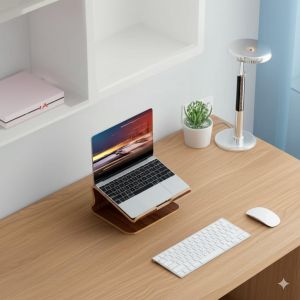 Support Ordinateur Portable Bois U2013 Rehausseur Pc/Mac Ergonomique U2013 Compatible Macbook Pro, Bureau, Confort De Travail (Marron (Noyer)) - Neuf