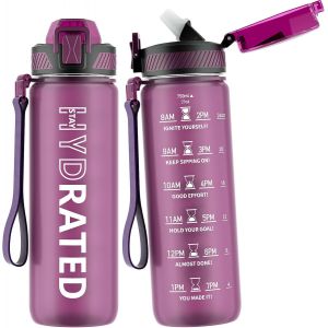Eryi-Gourde, 750ml Gourde Sport Avec Paille Et Graduée, 0.75 Litre Étanche Bouteille D'eau Avec Brosse, Gourdes Motivation Sans Bpa Pour Fitness, Bureau, L'école, Yoga - Neuf