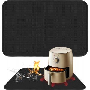 Kalanka-Tapis Résistant À La Chaleur Pour Friteuse À Air, Tapis De Protection De Comptoir, 60×80 Cm Apis De Table En Silicone Antidérapant Et Imperméable Pour Friteuse À Air, Machine À Café, Noir - Neuf