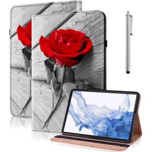Kal-Coque Pour Lenovo Tab M10 (Tb-X605f/Tb-X605l)/Tab P10 (Tb-X505f) 10.1 Pouces,Étui Housse De Protection Ultra Fin En Cuir Pu Avec Fonction Support Pour Lenovo Tab M10 -Rose Rouge - Neuf