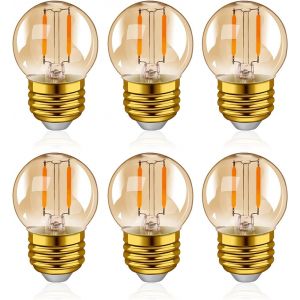 Ampoule Led Rétro Edison G40 À Filament, Mini World, 1 W (E27, Lot De 6)¿ [Classe Énergétique G] - Neuf