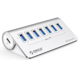 Hub Usb, Hub Usb C En Aluminium À 7 Ports, Hub De Données Usb 5 Gbit/S Avec Câble Usb C De 0,5M Et Adaptateur Usb A, Répartiteur Usb Avec Port D'Alimentation De Type C 5 V/2 A Pour Macbook, [Z327] - Neuf