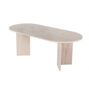 Table &agrave; manger en bois "Sabella" 200 x 90 x 75 cm - Travertin - Neuf