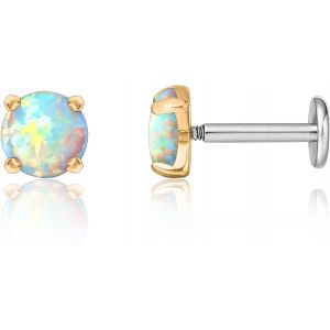 18g Titane Piercing Tragus,2pcs Piercing Labret Lèvre Bouche Avec Cz Opale,Filetage Intérieur Piercing Oreille Cartilage,Piercing Pour Nombril Langue Sourcil Septum Nez Oreille.[X1709] - Neuf