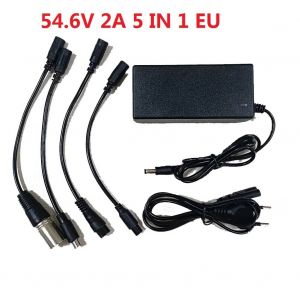 Adaptateur D'alimentation Cc 42v 54.6v 2a,5 Prises,Chargeur De Batterie Au Lithium,Prise Remplaçable,Ac100-240v,Prise Eu Us,Adaptateurs D'alimentation--54.6v 2a 5in1 Eu - Neuf