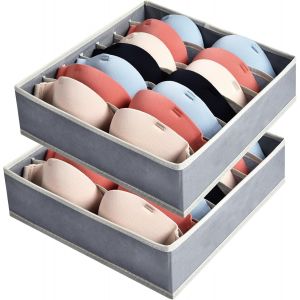 Organisateur Tiroir pour Sous-Vetements Lot de 2,Bo&icirc;tes de Rangement Soutien Gorges avec 7 Compartiments,Pliables Placard Boite Rangement Tiroir pour Soutien-Gorges,Cravates,Foulard.[O8] - Neuf