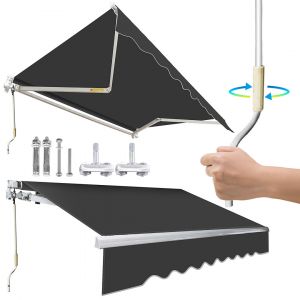 Store Banne Manuel Store Ext&eacute;rieur Auvent Avec Couverture D'auvent Gris 350 X 250 Cm (Couleur De La Couverture : Noir) - Neuf