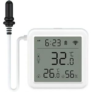 SUBZONAL-Thermom&egrave;tre hygrom&egrave;tre Tuya Wifi Sonde Capteur de Temp&eacute;rature Humidit&eacute; d'Aquarium avec application intelligente et grand &eacute;cran r&eacute;tro&eacute;clair&eacute; - Neuf