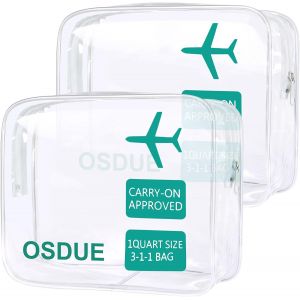 KALANKA-Trousse de Toilette Transparente, 2 Pièces Kit Avion, PVC Étanche Trousse de Toilette pour Homme et Femme, Sac de Rangement Transparente Maquillage, Vert - Neuf
