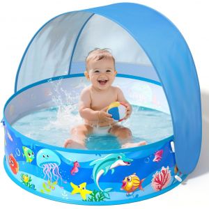 Blazeflux-Tente Plage Bebe, Piscine Pliable Avec Toit Anti-Soleil, Jeu Deau Exterieur 9-48 Mois - Neuf