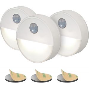 Veilleuse Led Blanche Froide, Lampe Detecteur De Mouvement Interieur, Lumiere Led Sans Fil Adhésif À Pile, Pour Led Cuisine, Armoires, Salles De Bain, Led Escalier Detecteur De Mouvement - Neuf